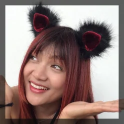 Kritter Klips Black & Red Cat Clip-on Ears