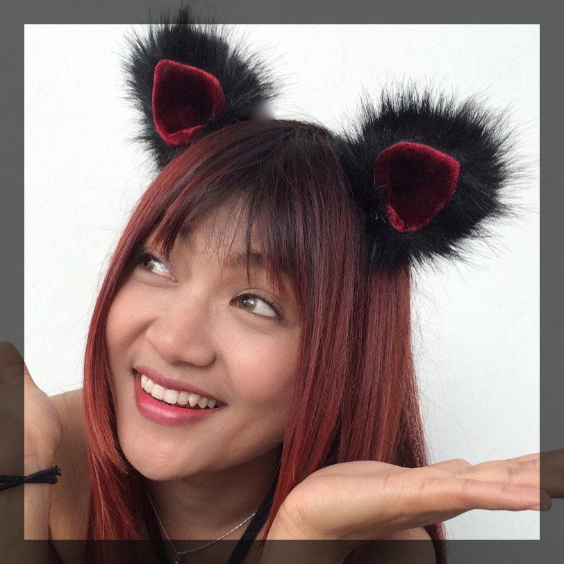 Kritter Klips Black & Red Cat Clip-on Ears 4 Kritter Klips Black & Red Cat Clip-on Ears