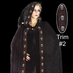 Rubies Costume Co. Black Crinkle Cape With Skull Trim