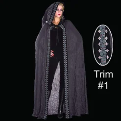 Rubies Costume Co. Black Crinkle Cape With Skull Trim