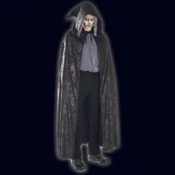 Rubies Costume Co. Full Length Black Suede Look Hooded Cape