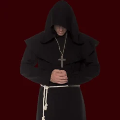 Underwraps Painted Latex Masks, Gloves, Feet & Costumes Monk Robe - Black