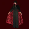 Underwraps Velvet & Satin Flocked Cape - Red