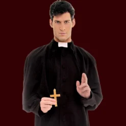 Underwraps Painted Latex Masks, Gloves, Feet & Costumes Preist Costume Cassock
