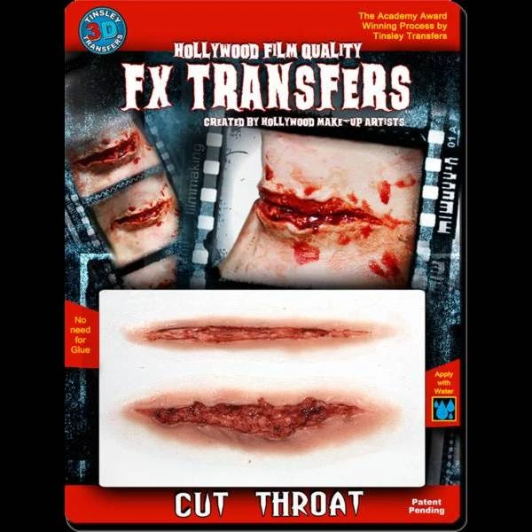 Tinsley Transfers Cut Throat - 3D FX Transfers Injury FX 3 Tinsley Transfers Cut Throat - 3D FX Transfers Injury FX