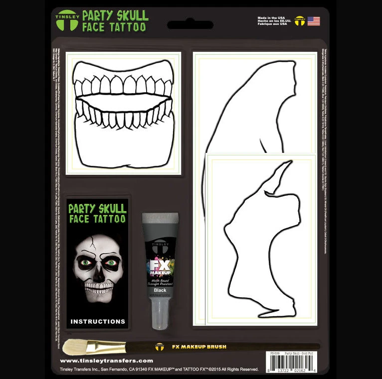 Tinsley Transfers Party Skull -Gold Foil 4 Tinsley Transfers Party Skull -Gold Foil